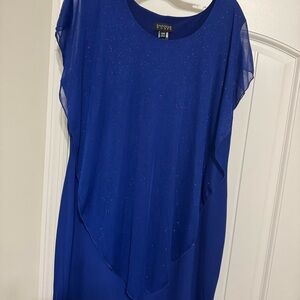 Enfocus Studio Royal Blue Asymmetrical Dress worn once sparkle size 20W